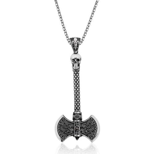 Real Silver 925 Jewelry Silver Axe Men Necklace