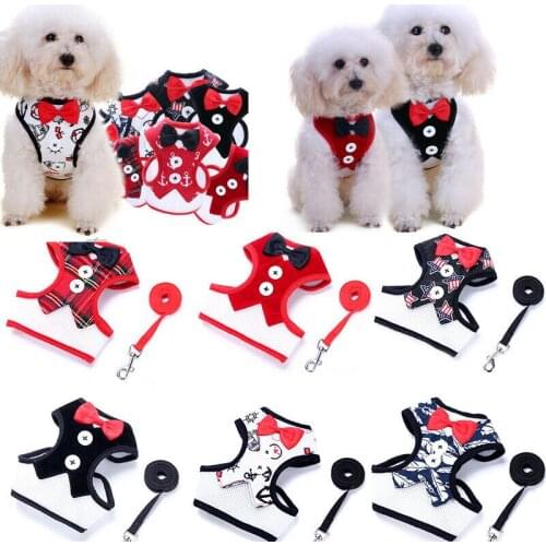 Chest Pet Chest Vest Dog Harnesses Pet Collars Pet Chest Back Traction Belt Walking Lead Leash Strap Belt Bowtie Suit Ajustable