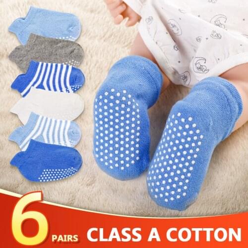6 Pairs Baby Socks 2021 Spring Autumn Winter Non-slip Indoor Toddler Socks Soft Cotton Boy Girl Unisex Sock Clothing Accessories