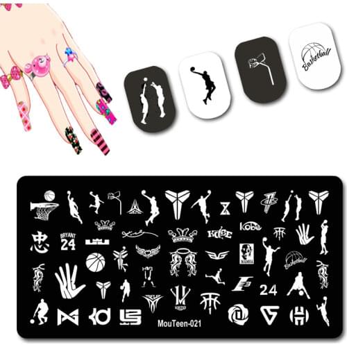 2021 New Basketball Figure Nail Printing Plate Sports Image Template Super Shot Nail Stamper Hoopster Stainless Steel #021