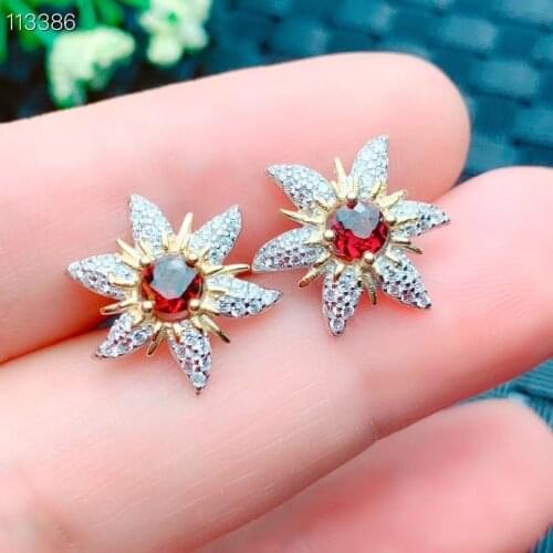 New Arrival Natural Real Garnet gemstone earrings S925 silver earrings women fashion earrings New year gift
