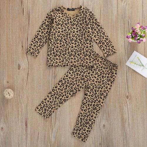 Pudcoco 2PCs Toddler Baby Girls Boys Pajama Sets Leopard / Zebra Pattern Printed Long Sleeve Top + Pants Homewear Clothing Suits