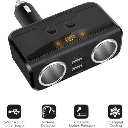 DC 12V Car Cigarette Lighter Adapter 2 Way Double Plug Socket Charger Splitter Car Usb and Cigarettes Lighter Charger