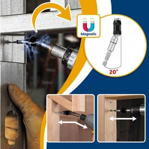 Adjustable 20° Angle Screwdriver Bit Extension Rod Holder Direction Electric Drill Driver Adapter Multifunctional Repair Tool