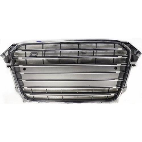 For S4 Style Front Sport Hex Mesh Honeycomb Hood Grill Chrome Grey for Audi A4/S4 B8.5 2013-2016