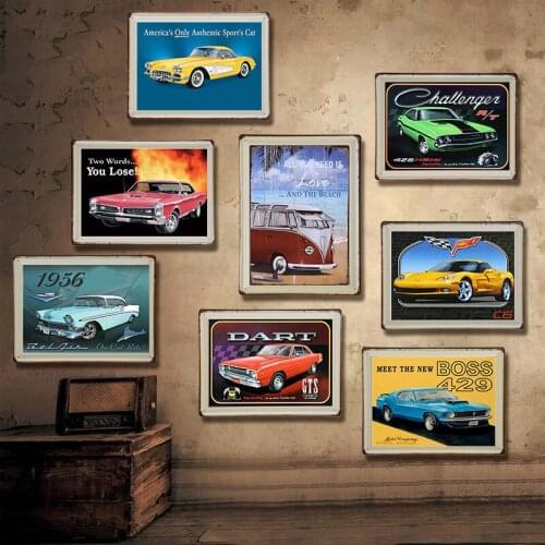 Retro Car Vintage Metal Plate Tin Signs Wall Poster Decals Plate Painting Bar Club Pub Home Decor Wall 30*20cm