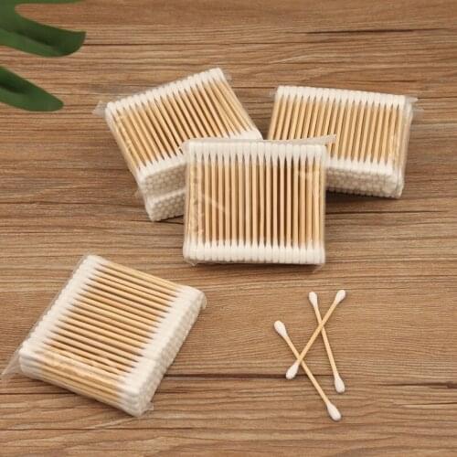 Sanitary Wooden Stick Cotton Swabs Disposable Double-Ended Makeup 30/100 Sticks Beauty Clean Remover Sanitary Cotton Swabs