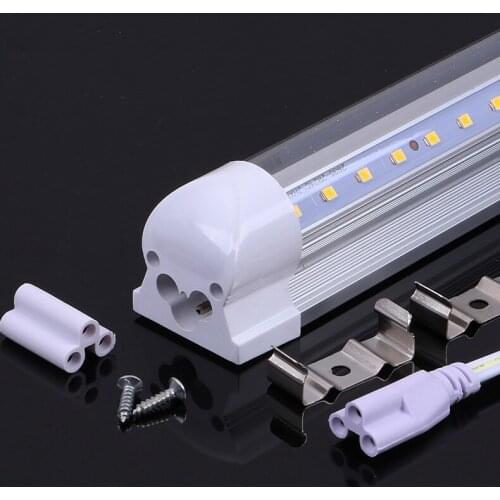 T8 V-Shaped 3ft 4ft 5ft 6ft 8ft Led Bulbs Tube Integrated T8 Led Tube 54w 60w Double Row SMD2835 Led Fluorescent Lights 85-265V