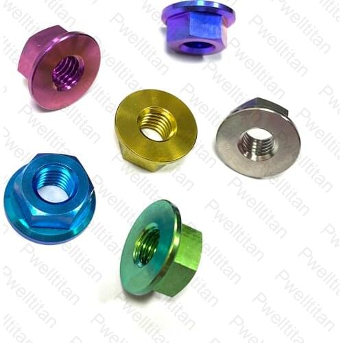 Titanium Nuts M5 M6 M8 M10 GR5 Flange Nut Screws Bolts Fastener for Motorcycle Bicycle Bike Car