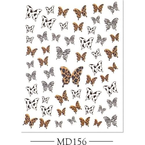 Spring Flowers 3D Nail Stickers Butterfly Leopard Adhesive Nail Transfer Decals Sliders Wraps Colorful DIY Nail Art Decorarion