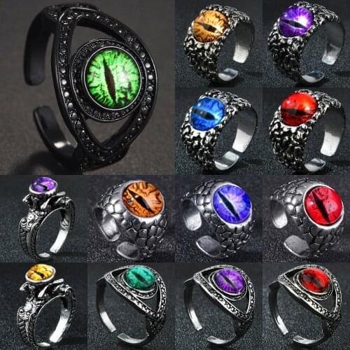 Vintage Punk Evil Eyes Mens Ring Finger Jewelry Hip Hop Rock Culture Snake Rings Unisex Women Male Party Metal Rings Accessories