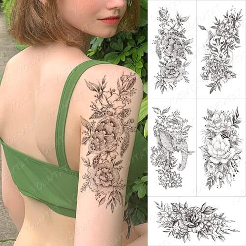 Waterproof Temporary Tattoo Sticker Fox tortoise bird Flash Tattoos flowers Elephant cat dot line Body Art Arm Fake Tatoo Women