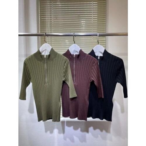 Knit T-shirt Women Spring 2021 New O-Neck Half Sleeves Runway High Quality Ladies Popular T-shirts