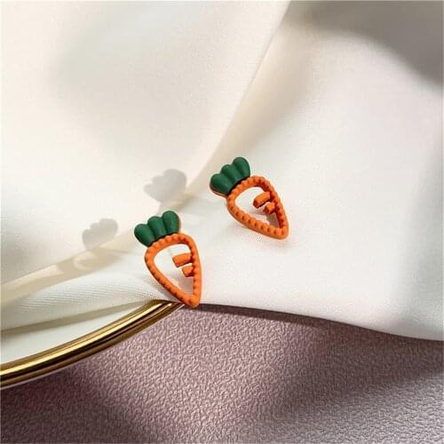 Han edition cute cartoon carrot stud earrings femininity contracted small delicate earrings jewelry accessories