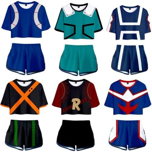 Anime My Hero Academy Cosplay Costume OCHACO URARAKA Todoroki Shoto Bakugou Katsuki Girls Summer New Print 3D Short Sleeve Skirt