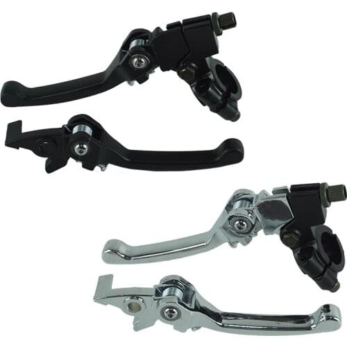 1 Pair Pit Dirt Bike Black and Chrome Folding Back Brake Clutch Lever Set 50cc 110cc 125cc 140cc 160cc 200cc