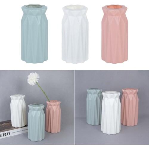 1Pc Plastic Vase Living Room Bedroom Home Desktop Decor Imitation Ceramic Flower Pot Flower Basket Nordic Style Vase For Flowers