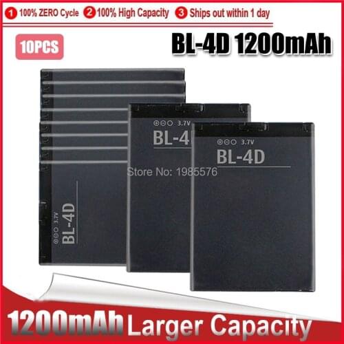 10PCS 1200mah battery BL4D BL-4D Mobile phone Battery for NOKIA N97mini N8 E5 E7 702T T7-00 T7 N5 808 BATTERY 4D