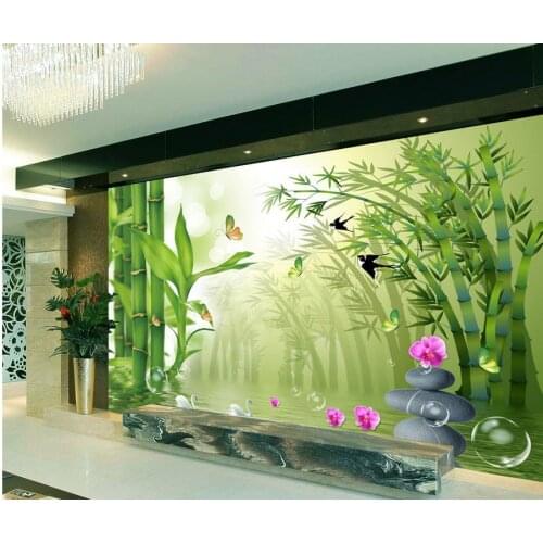 3d stereoscopic wallpaper Home Decoration Bamboo Lake 3D TV backdrop window mural wallpaper