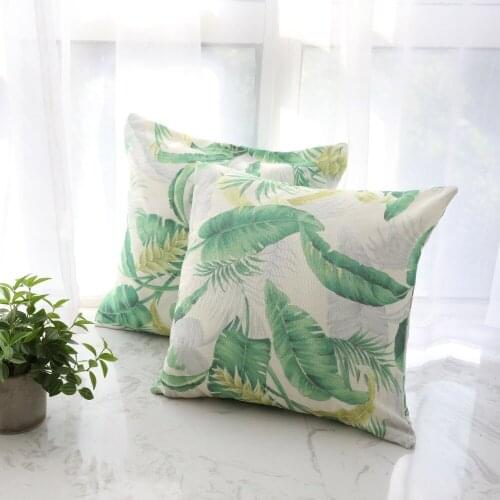 45x45/60x60cm double face pillowcase green leaves printed cushion cover green plant pillow cover waist pillow case