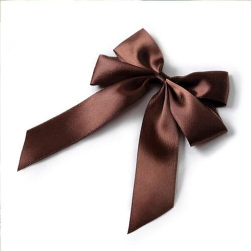 5pcs Brown Handmade Satin Ribbon Flowers DIY Bows Ribbon Bow Knot for Packaging Craft Wedding Birthday Party Decoration