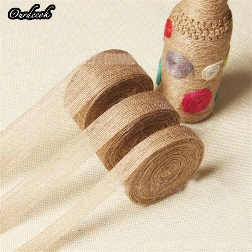 50M 38mm Wide Natural Hessian Jute Ribbon Rustic Country Vintage Favors Woven Ribbon Gift Decoration 38mm Wide Jute Roll 15mm