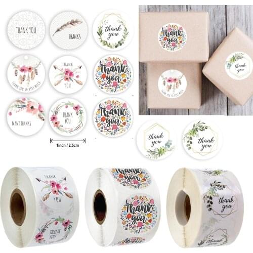 500pcs Round Floral Thank You Stickers 1inch for Student DIY Decoration Stationery Sticker
