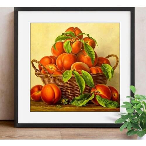 Diamond Painting Full Square Fruit Diamond Embroidery Cross Stitch Peach Diamond Mosaic Sets Picture Of Rhinestones