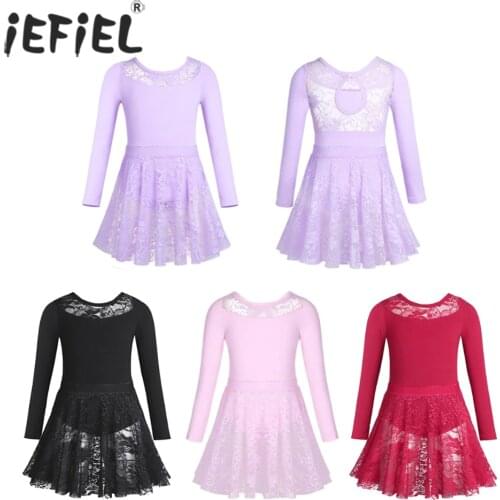 IEFiEL Kids Tutu Dancewear Costumes Ballet Gymnastics Leotards for Girls with Lace Skirt Fancy Ballerina Birthday Party Dress