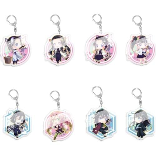 5pcs 10pcs Demon Slayer Kanroji Mitsuri Kochou Shinobu Tomioka Giyuu PVC Pendant Keychain Keyring