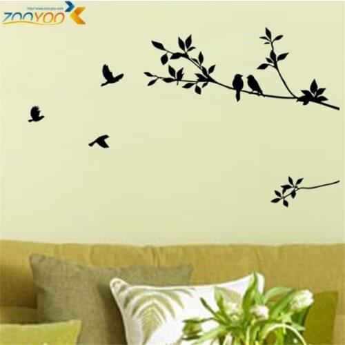 Birds on branches tree wall decals 8171 decorative sticker bedroom wall arts classical black removable vinyl bird stickers