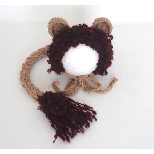 Newborn Lion hat Photography props Knitted Baby Lion hat Reindeer bonnet Infant Animal Sitter Suit