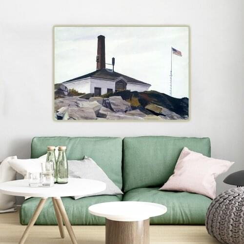 House of the Fog Horn,1927, by Edward Hopper Canvas Oil Painting Aesthetic Picture Poster Wall Backdrop Decor Home Decoration