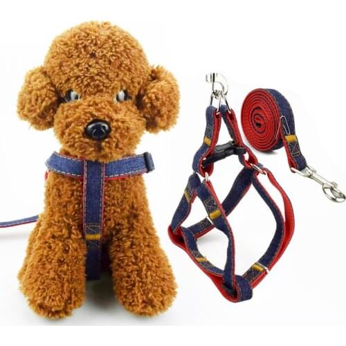 Jean Dog Harness Denim Collier Chien Durable Adjustable Dog Leash And Collar Set For Small Medium Large Pitbull Dog Accessories