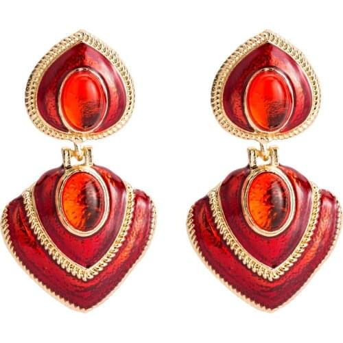 European Vintage Geometric Gem Crystal Big Drop Earring for Women Exaggerated Earrings Wild ZA Jewelry Boho Gift oorbellen