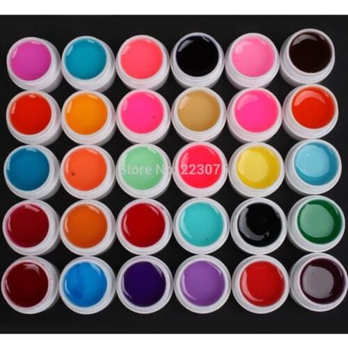 Hot DIY New 30 PCS Mix Colors Glass UV Builder Gel Acrylic Nail Art Set for Nail Art Tip
