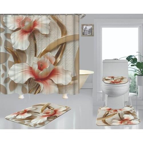 Beautiful Colorful Phnom Penh Flower Floral Shower Curtains Frabic Waterproof Polyester Bath Curtain With Hooks 180x180cm