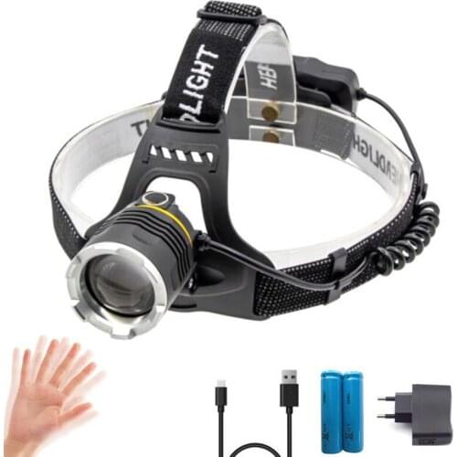 Powerful P50 Led headlamps Senser headlight Long Range USB 18650 Charging Head Light Torches for Camping Fishing