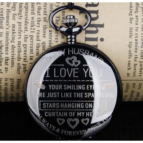 To My Husband NeverForgot That Quartz Pocket Watches Best Valentine Day Souvenir Gifts Pocket Watch for Mens Husband