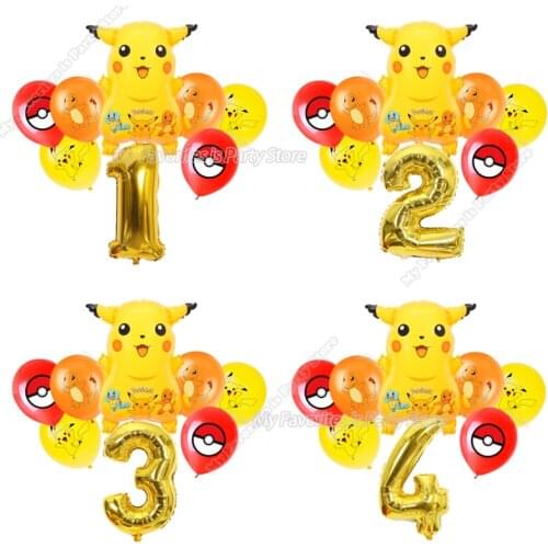 Pikachu Balloon Combination Children Birthday Party Pokemon Boy Kids Game Party Decor Balloon Pearl Latex Decoration Adult Gift