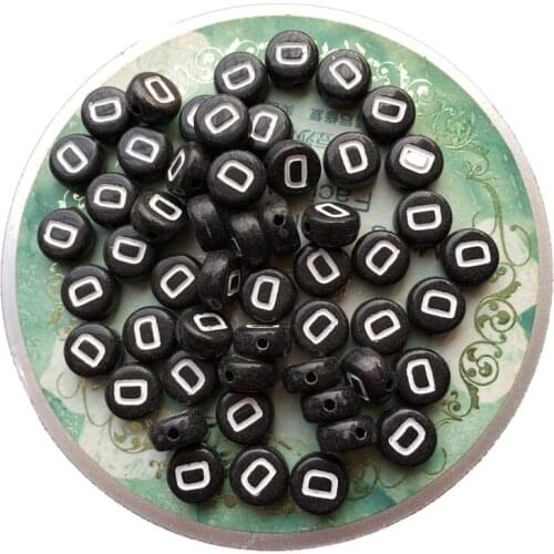 New Arrival 100pcs/lot 4*7MM Plastic Initial Jewelry Beads Single Letter D Printing Black Acrylic Alphabet Bracelet Spacer Beads