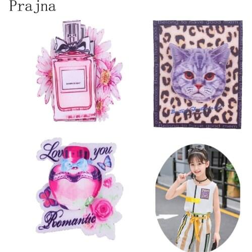 Prajna Rhinestone Beaded Patch Fashion Girl Flamingo Patch Printed Sew On Patches For Clothes Tshirt Applique Washable DIY Decor