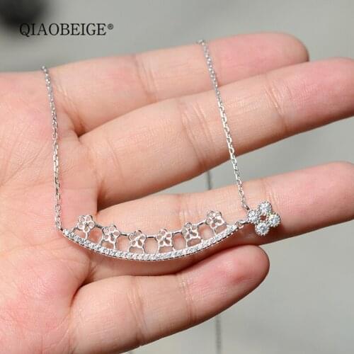QIAOBEIGE 2018 New product laugh face design pearl necklace mountings, 925 silver 6 5-6mm bread pearls DIY accessory 45CM chain