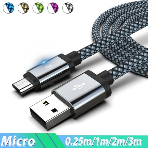 1/2/3 Meter Micro USB Phone Cable Android Charger Cable Kabel Micro USB Charging Wire Cord for Xiaomi Redmi 5 Plus 7A 7 6 6A S2