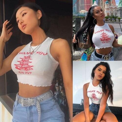 Women Elastic Shirt Slim Vest White Sleeveless Short Tanks Ladies Sexy Crop Top Summer Retro Style Tank Tops Cropped