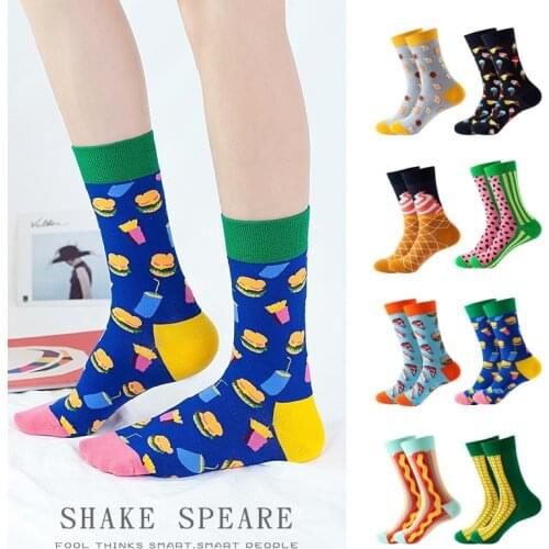 Womens Socks Trendy Woman Hip-hop Mid-tube Stockings Autumn and Winter New Ins Casual Cartoon Cotton Colorful Fruit Socks