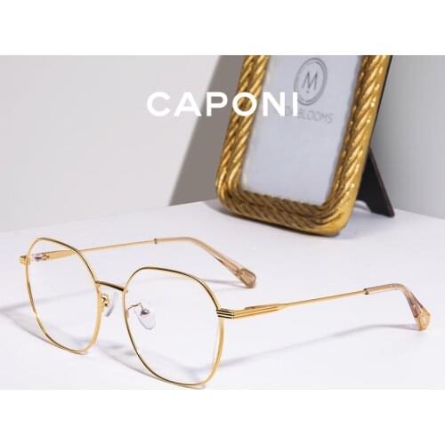 CAPONI Women Glasses Frame 2020 New Trends Luxury Design Eyewear For Men Metal Frame Hollow lense Womens Eye Glasses J20201