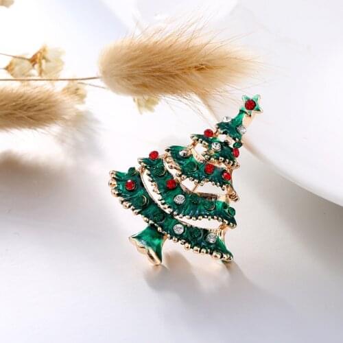 ZOTOONE Small Cute Cheap Christmas Tree Badge For Clothes Christmas Rhinestone Brooch For kids Christmas Decorations For Home