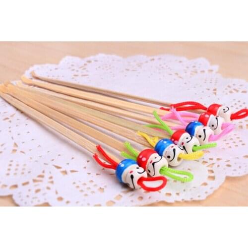 10Pcs Wood Bamboo Ear Picks Cute Mini Doll Earpicks Wax Remover Cleaner Ear Care Tool