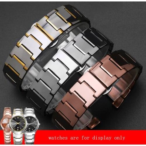 14x7mm 22x11mm Tungsten Steel Watchband Replacement Rado 6020 Series Black Silver Golden Males And Females Watch Chain